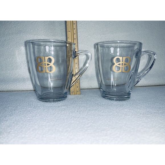2 Baileys Irish Cream Whiskey Clear Glass Coffee Mugs Gold Accent Logo - Picture 2 of 11